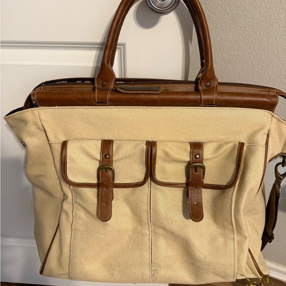 Cynthia Rowley Cream and Brown Travel Bag